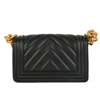 CHANEL - Sac bandoulière Mini Boy Chevron cuir noir - Handbag