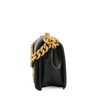 CHANEL - Sac bandoulière Mini Boy Chevron cuir noir - Handbag