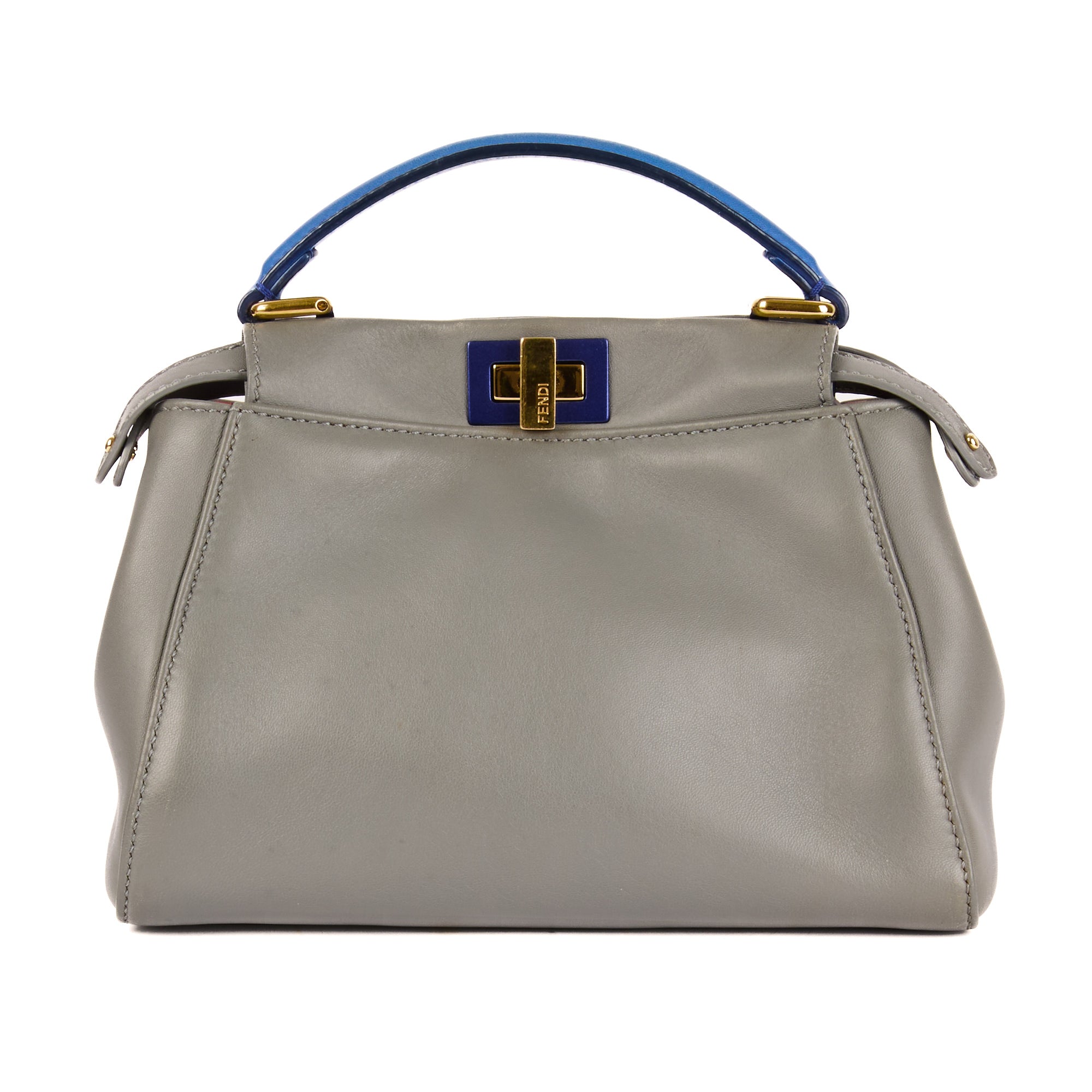 FENDI - Mini Peekaboo grey leather shoulder bag - Handbag