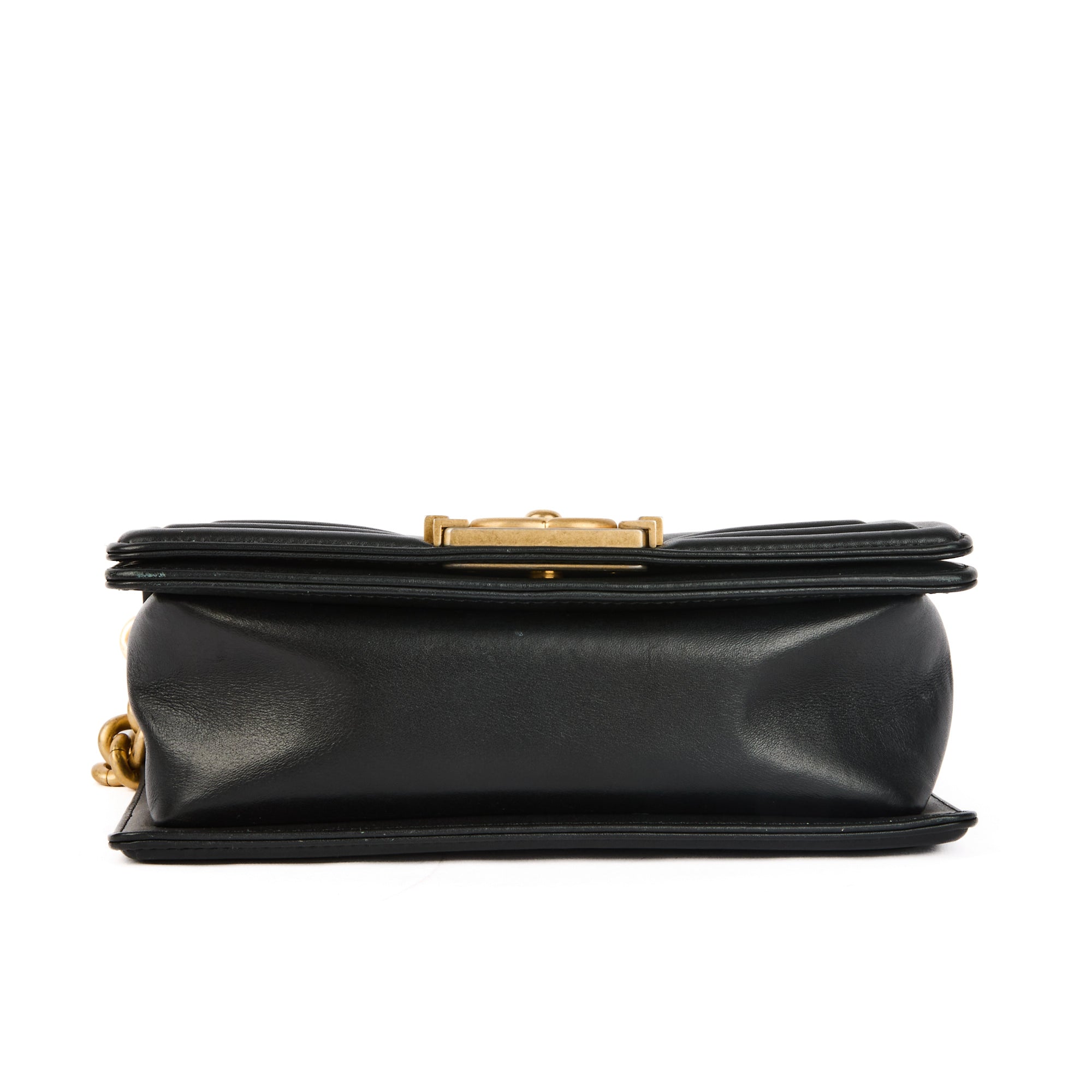 CHANEL - Sac bandoulière Mini Boy Chevron cuir noir - Handbag