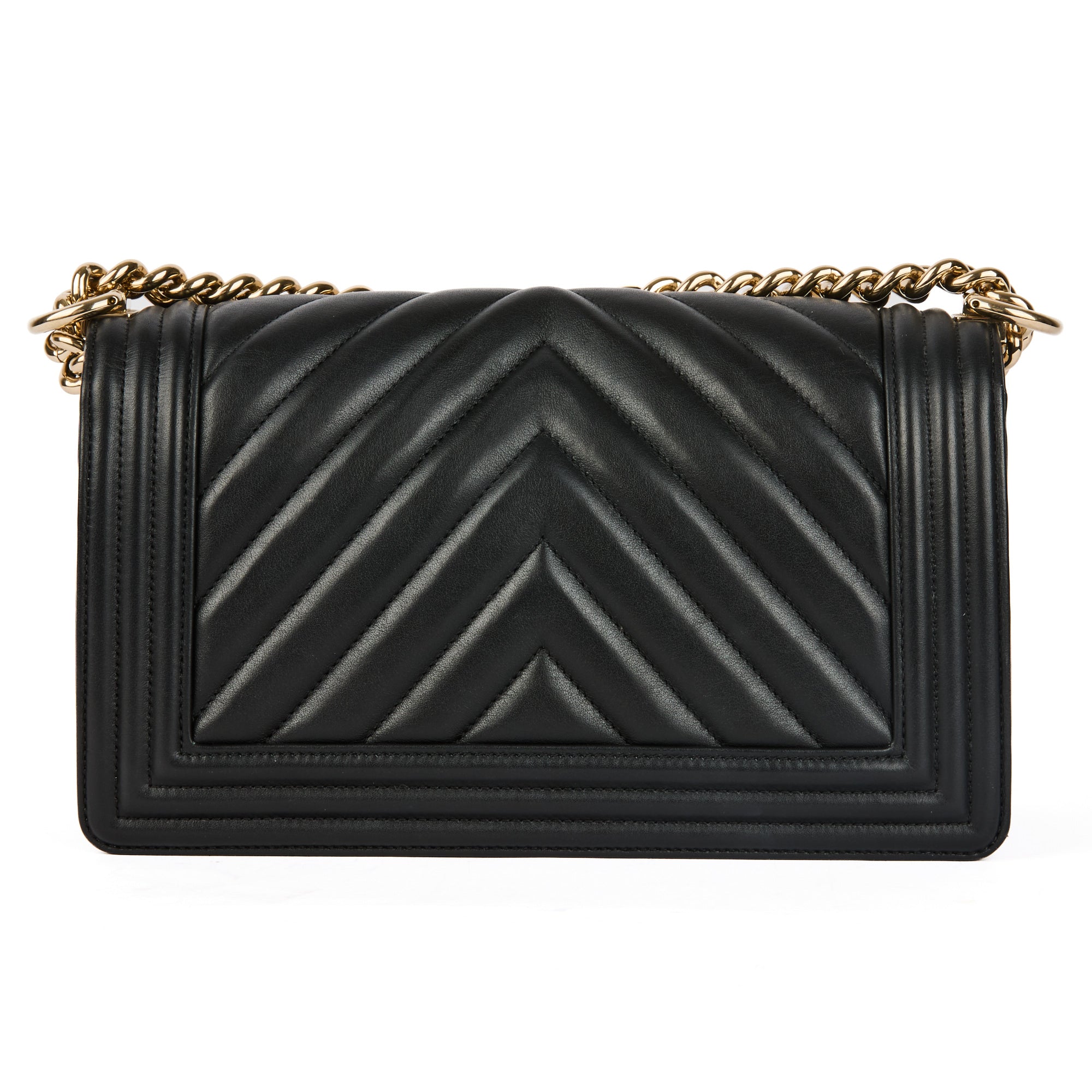CHANEL - Sac bandoulière Boy chevron Classique cuir noir - Handbag