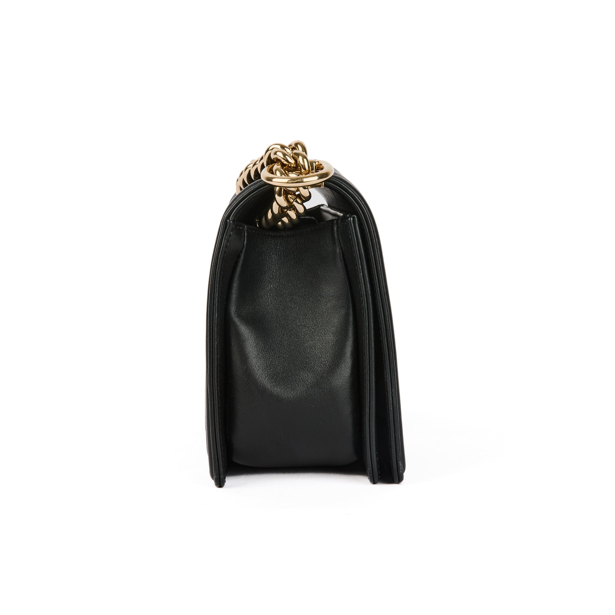 CHANEL - Sac bandoulière Boy chevron Classique cuir noir - Handbag