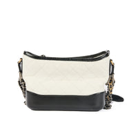 CHANEL - Sac bandoulière Gabrielle cuir noir et blanc PM - Handbag