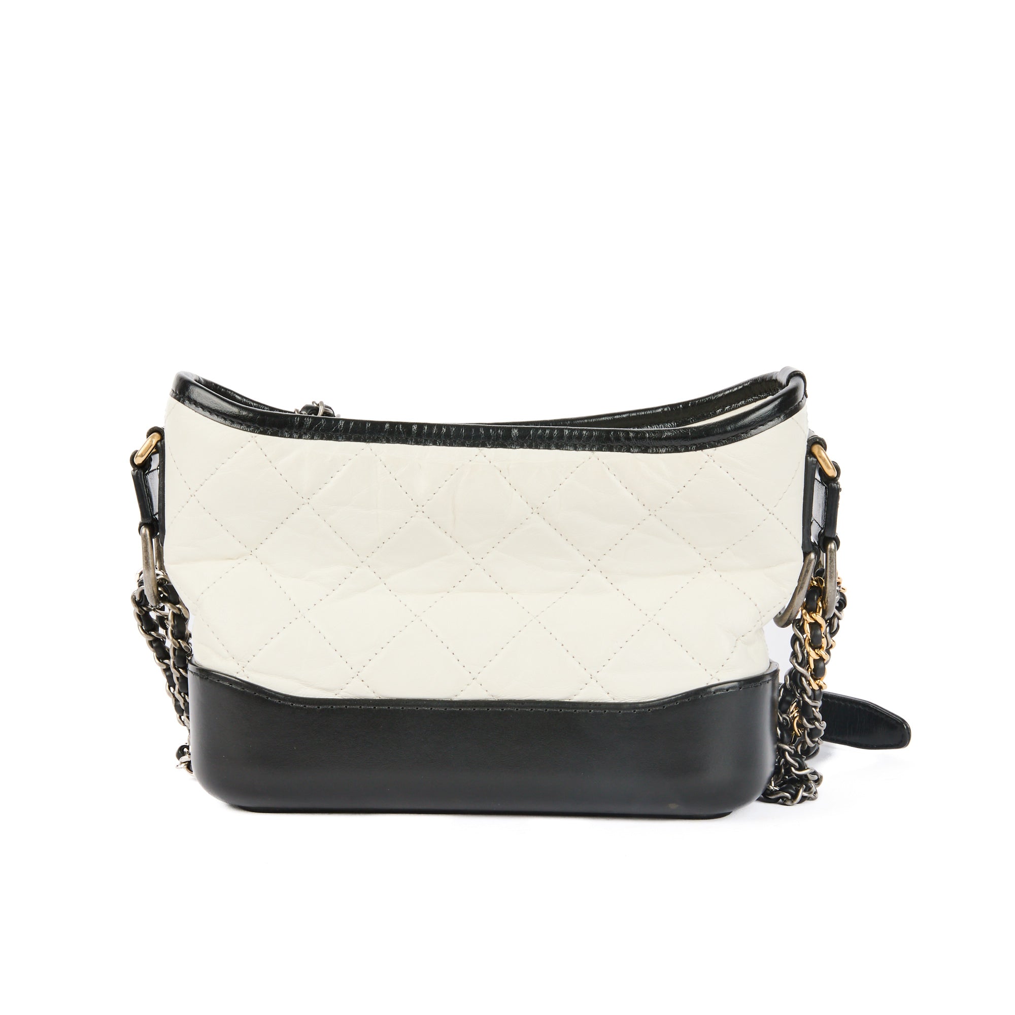 CHANEL - Sac bandoulière Gabrielle cuir noir et blanc PM - Handbag