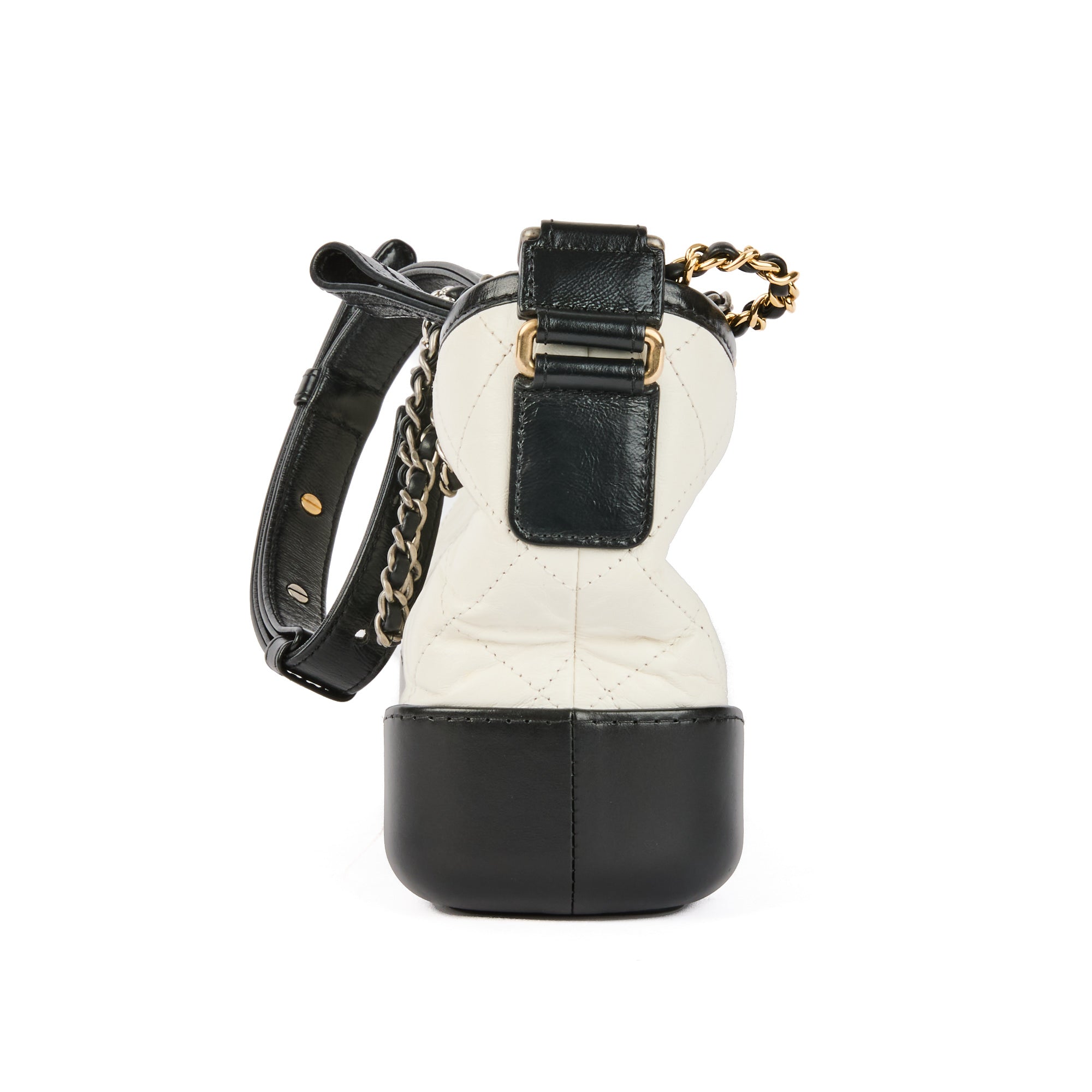 CHANEL - Sac bandoulière Gabrielle cuir noir et blanc PM - Handbag