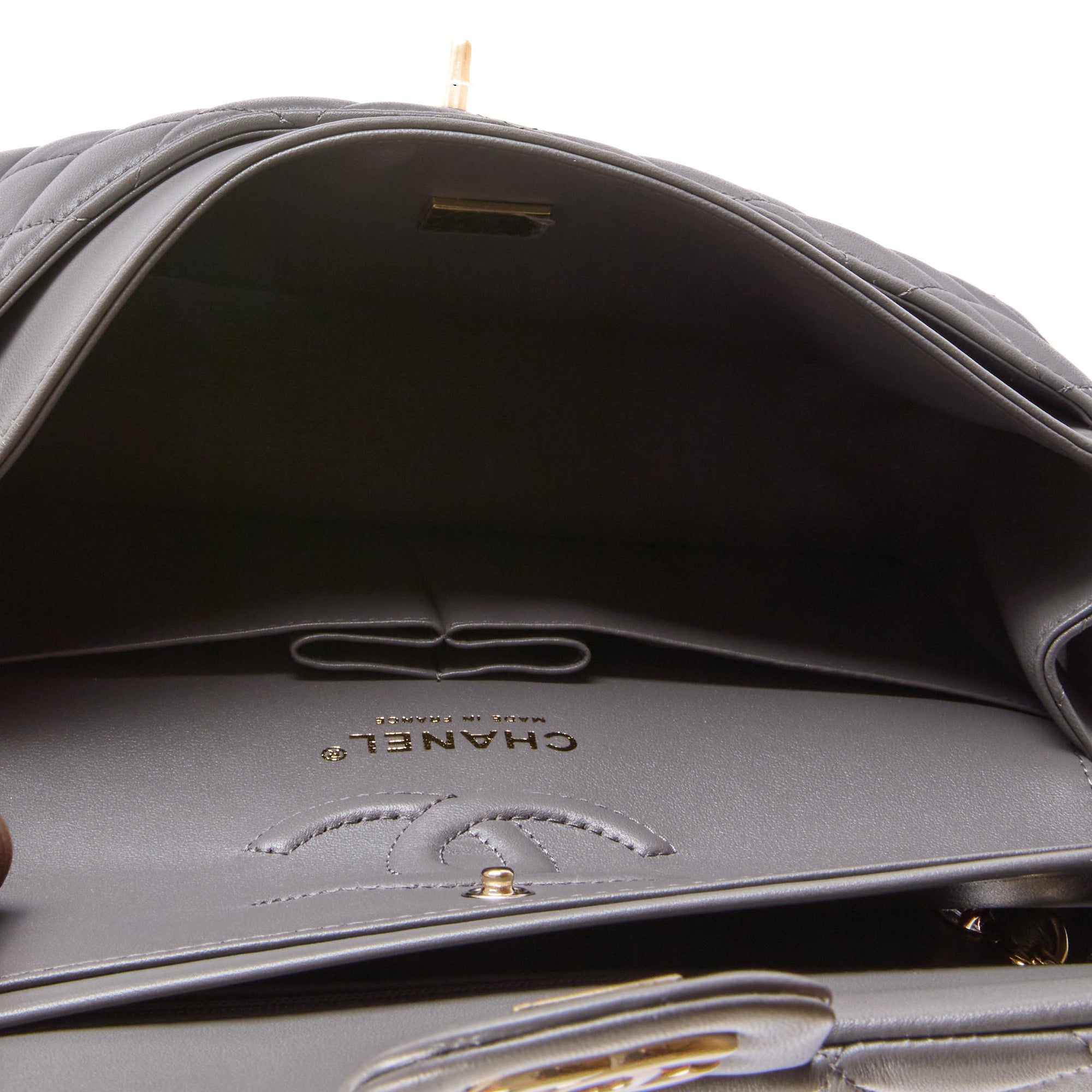 CHANEL - Classique Timeless small grey leather shoulder bag - Handbag