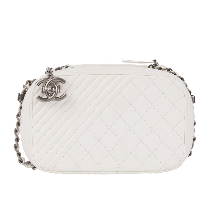 CHANEL Coco Boy White Leather Bag – Authenticated Pre-Owned Luxury Bag from LuxSpace Paris