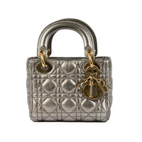 DIOR - Sac à main Mini Lady Dior cuir gris canon - Handbag