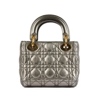 DIOR - Sac à main Mini Lady Dior cuir gris canon - Handbag