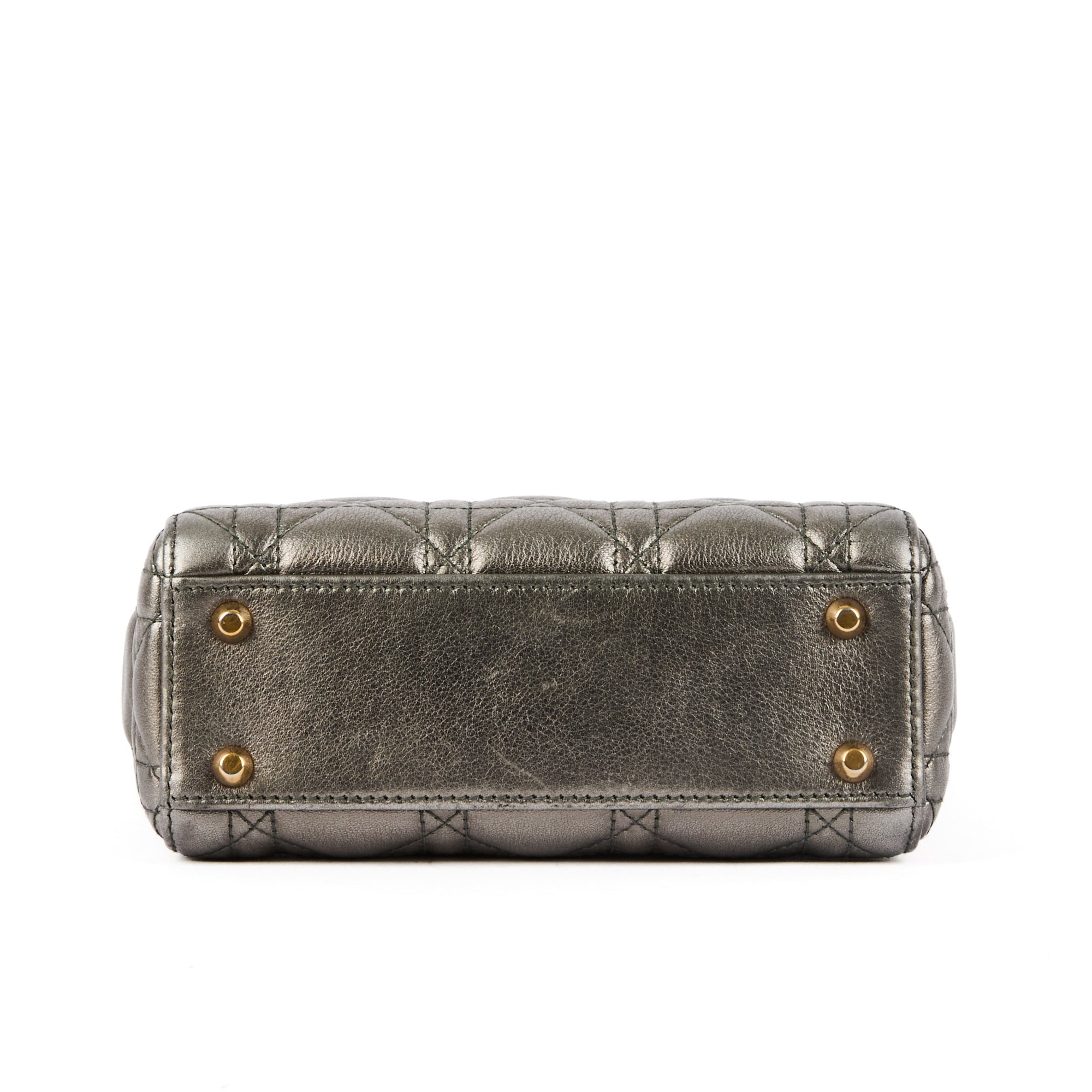 DIOR - Sac à main Mini Lady Dior cuir gris canon - Handbag