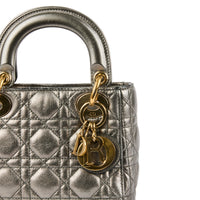 DIOR - Sac à main Mini Lady Dior cuir gris canon - Handbag