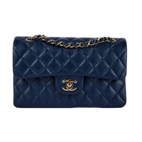 Chanel Small Classic Timeless Shoulder Bag Blue Caviar Leather – Authenticated pre-owned luxury bag from LuxSpace Paris