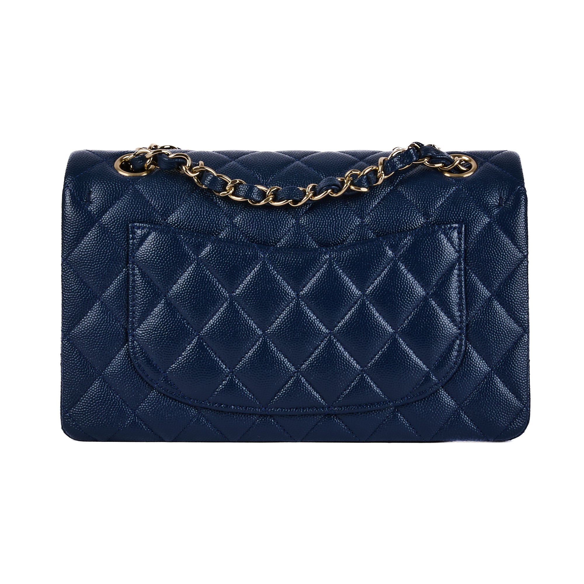 CHANEL - Small Classique Timeless shoulder bag in blue caviar leather - Handbag