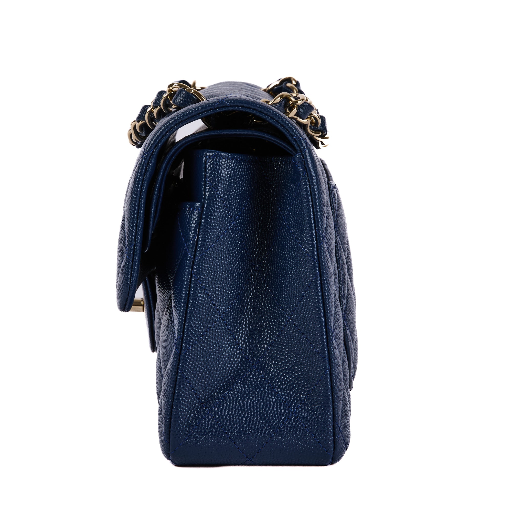 CHANEL - Small Classique Timeless shoulder bag in blue caviar leather - Handbag