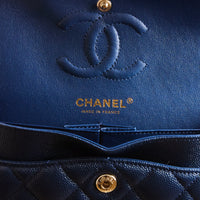 CHANEL - Small Classique Timeless shoulder bag in blue caviar leather - Handbag