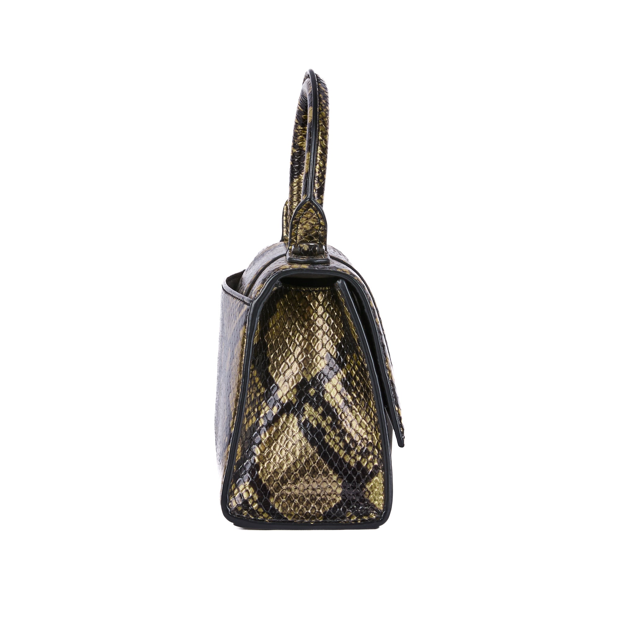 BALENCIAGA - Hourglass XS Gold Python Shoulder Bag - Handbag