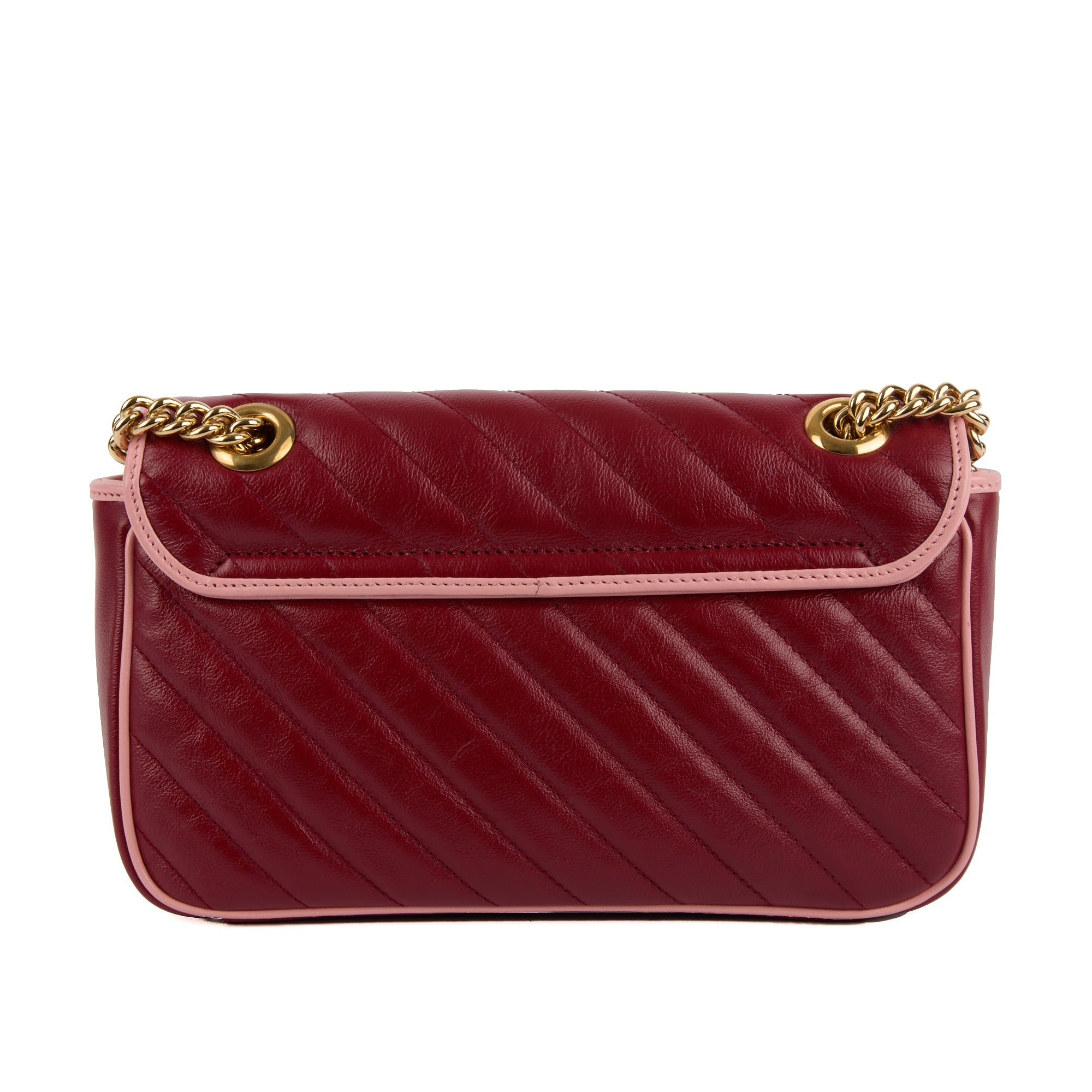 GUCCI - Sac bandoulière Marmont GG Diagonal cuir grain rouge - Handbag