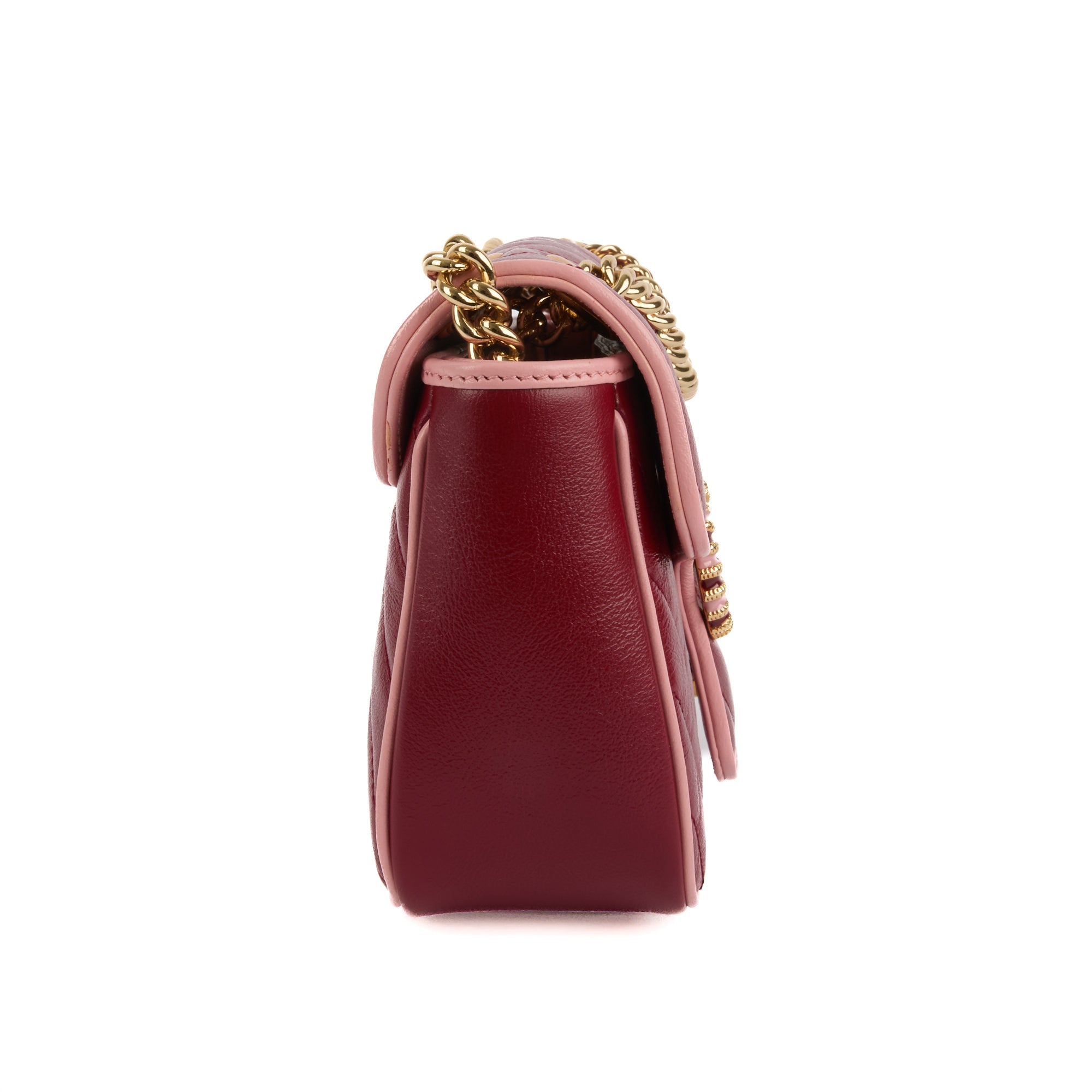 GUCCI - Sac bandoulière Marmont GG Diagonal cuir grain rouge - Handbag