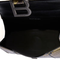 BALENCIAGA - Hourglass XS Gold Python Shoulder Bag - Handbag