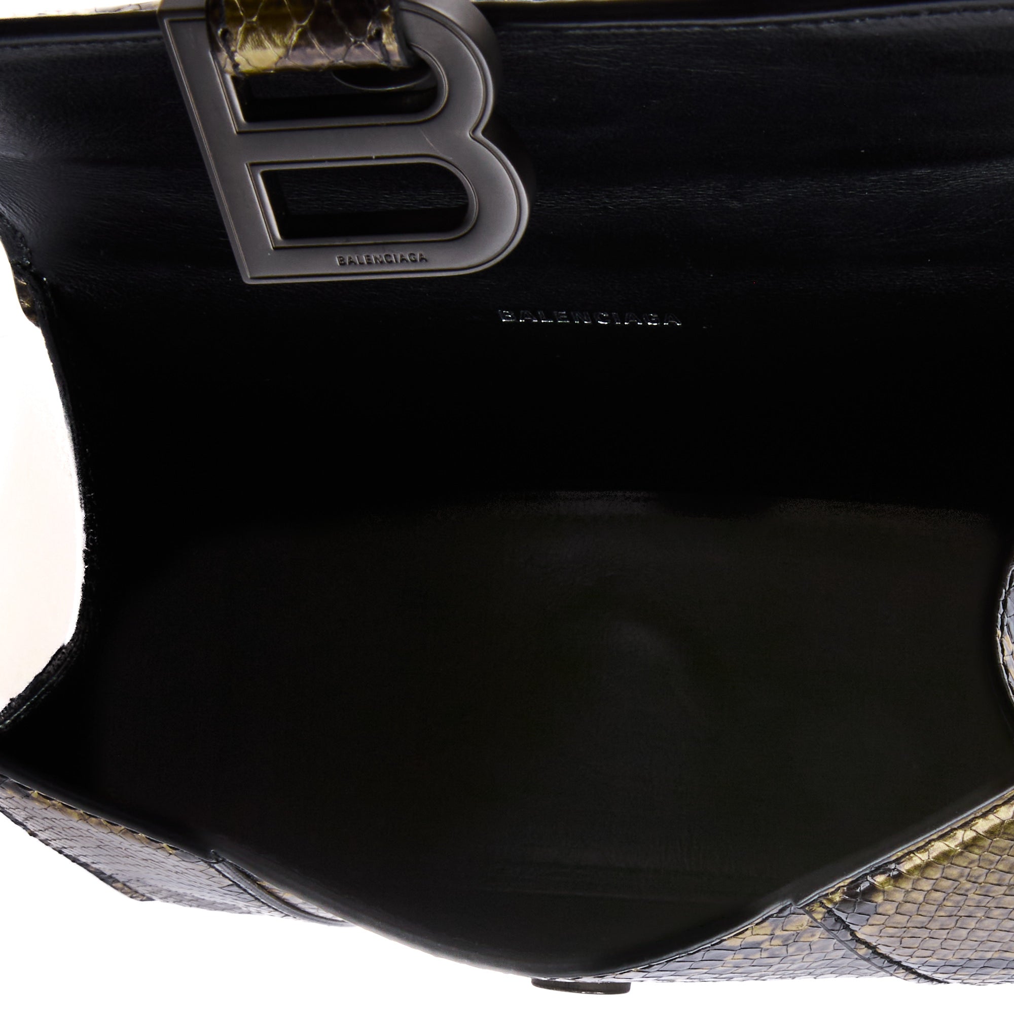 BALENCIAGA - Hourglass XS Gold Python Shoulder Bag - Handbag