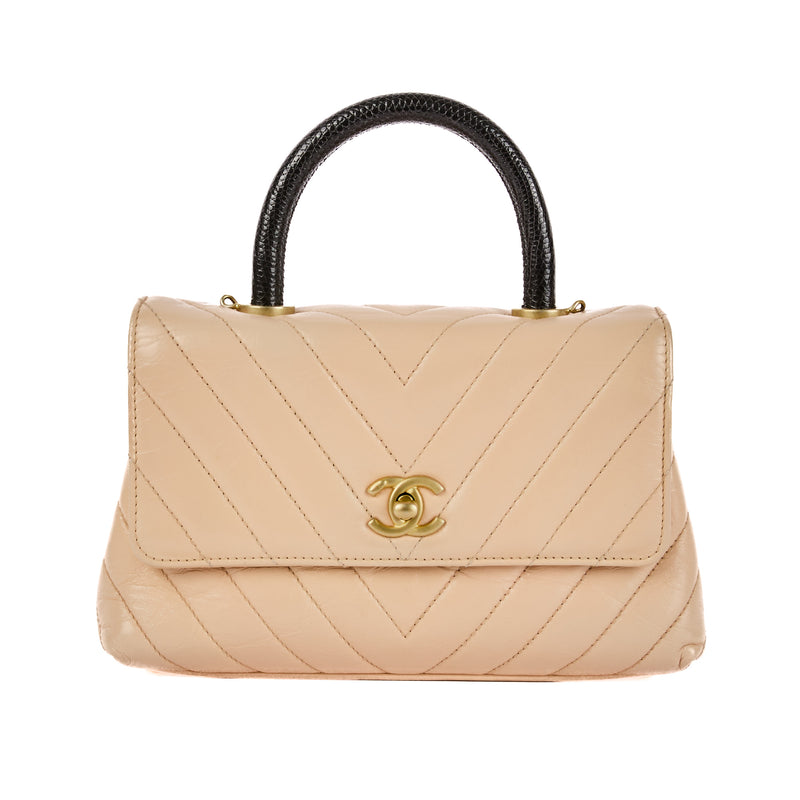 CHANEL Mini Coco Handle Beige Leather Bag – Authenticated Pre-Owned Luxury Bag from LuxSpace Paris