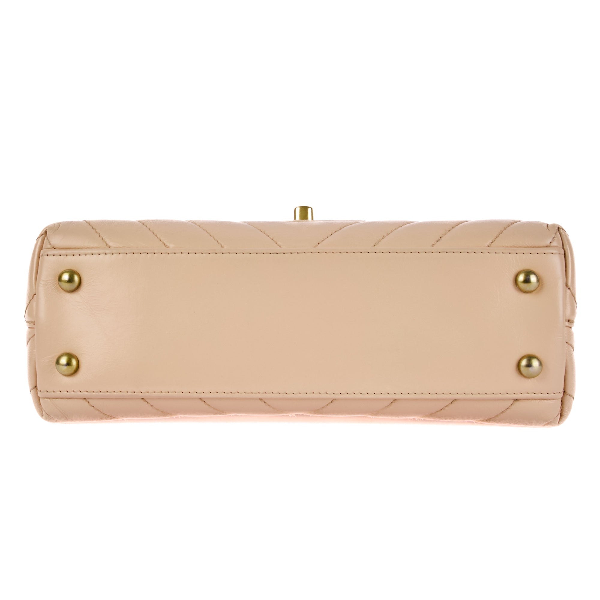 CHANEL - Sac bandoulière Mini Coco Handle cuir beige - Handbag