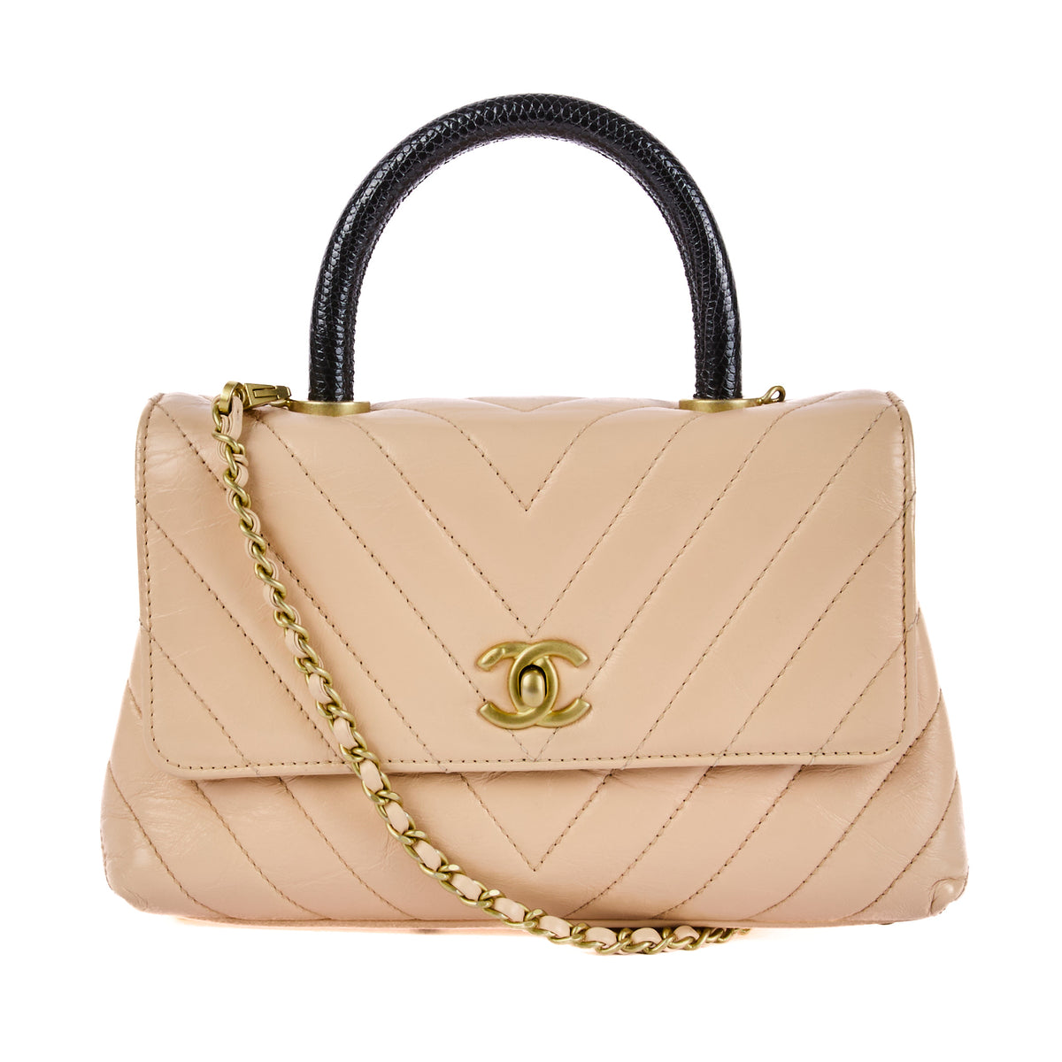 CHANEL Mini Coco Handle Beige Leather Bag – Authenticated Pre-Owned Luxury Bag from LuxSpace Paris