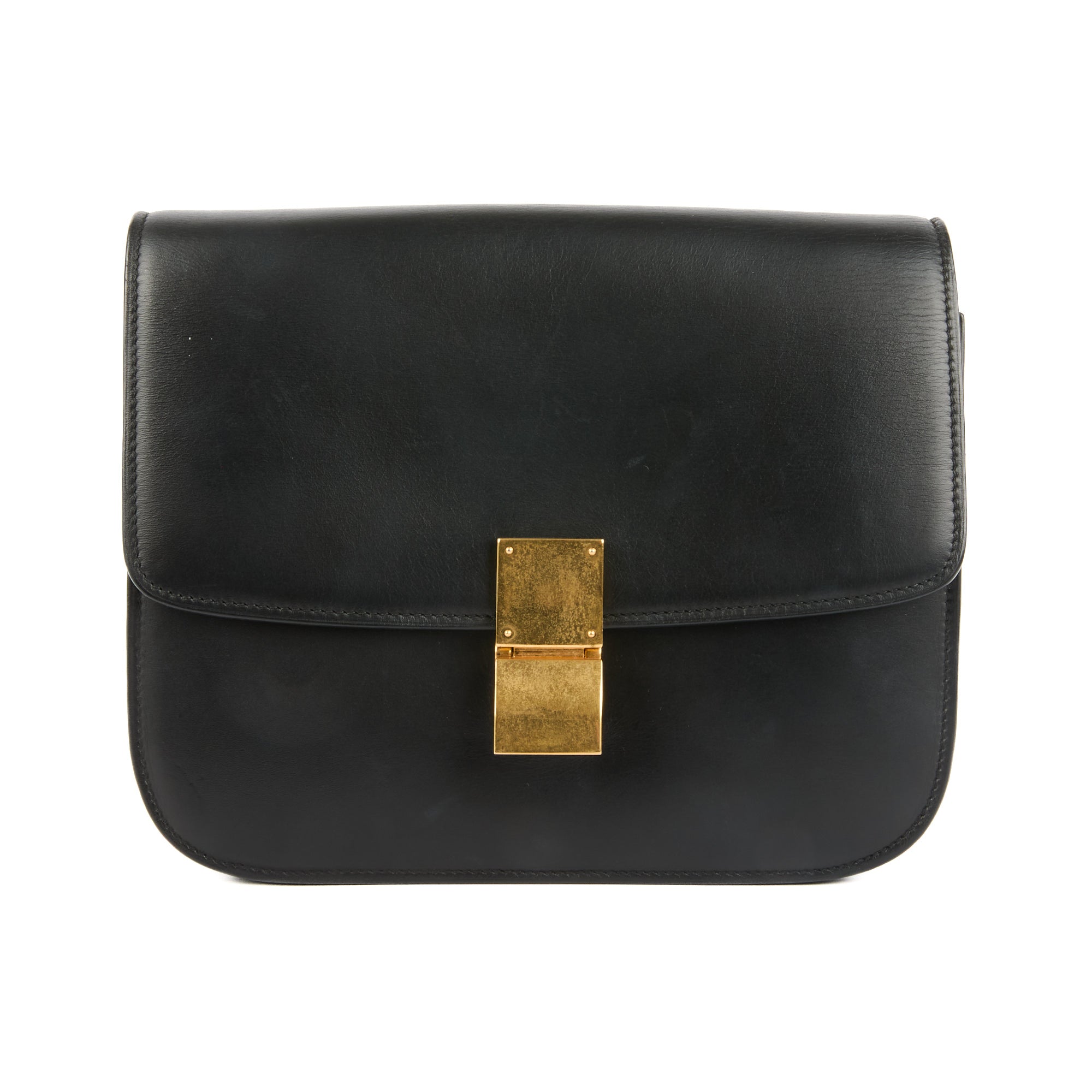CELINE - Sac bandoulière Box cuir noir GM - Handbag