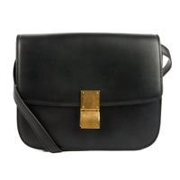 CELINE - Sac bandoulière Box cuir noir GM - Handbag