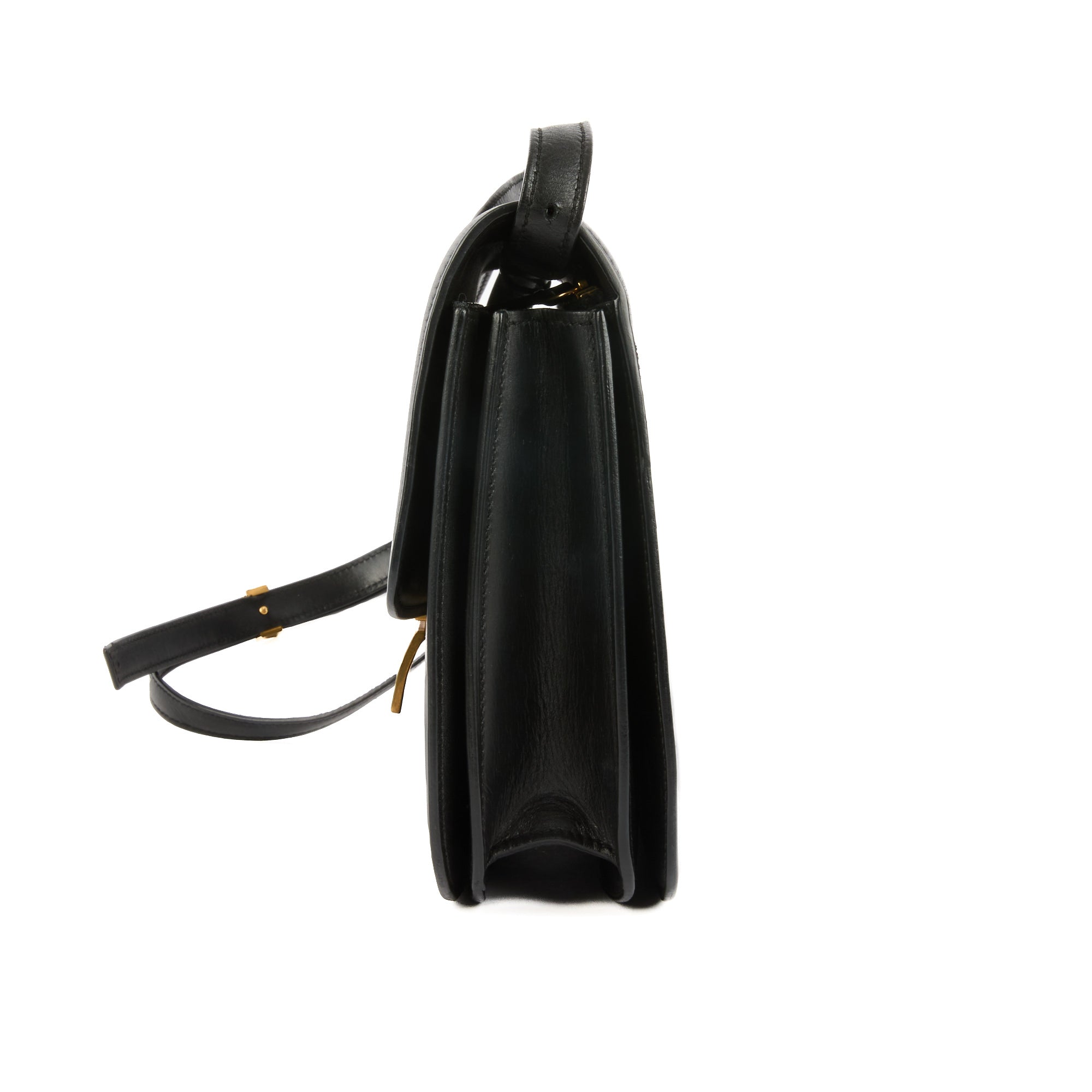 CELINE - Sac bandoulière Box cuir noir GM - Handbag