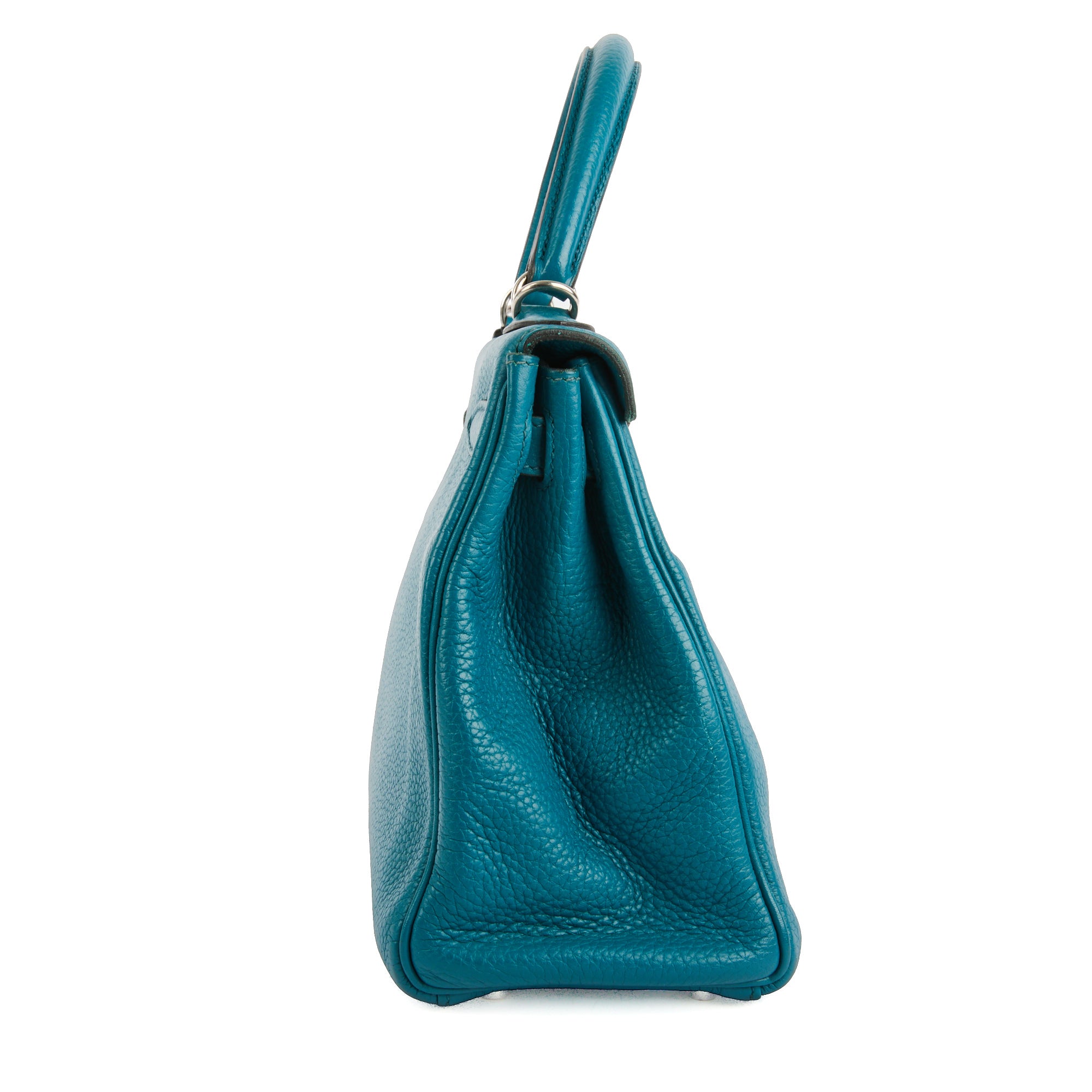 HERMES - Sac à main Kelly 28 cuir Taurillon Clémence bleu - Handbag