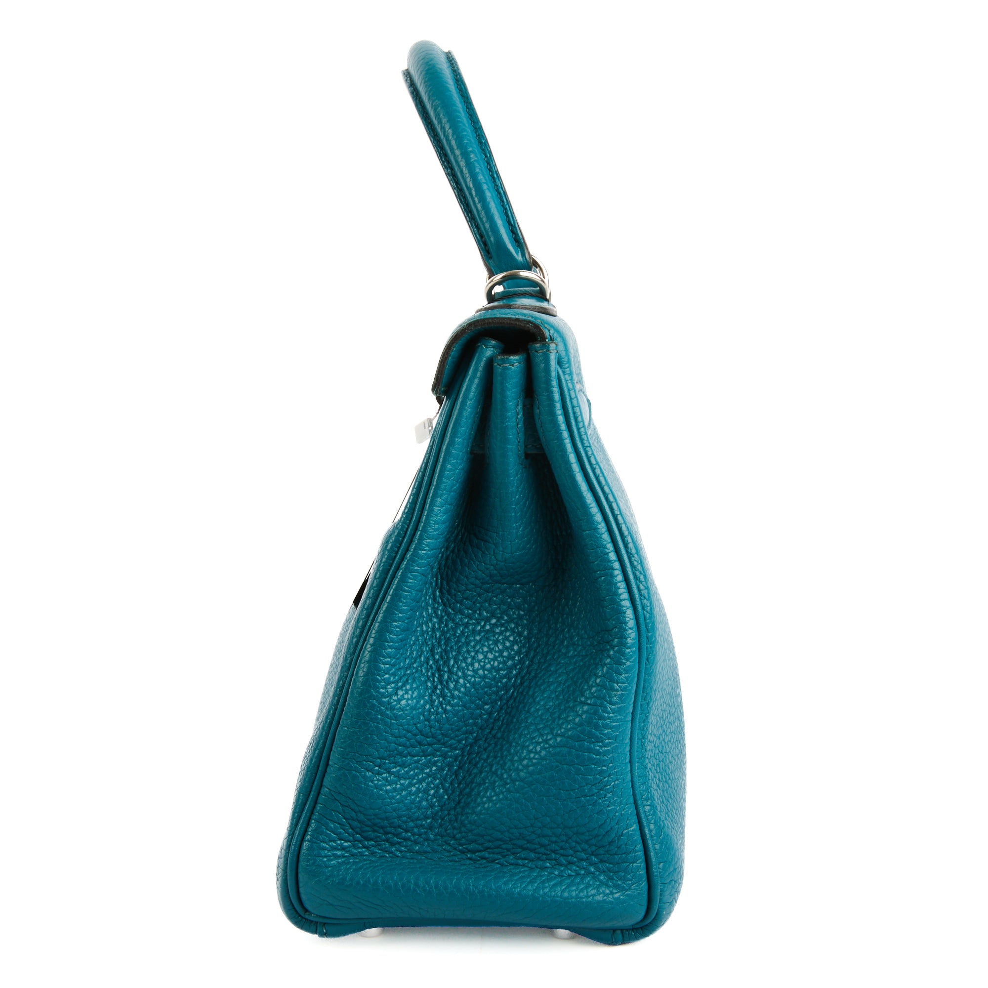 HERMES - Sac à main Kelly 28 cuir Taurillon Clémence bleu - Handbag