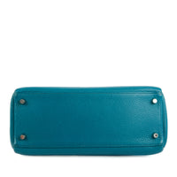 HERMES - Sac à main Kelly 28 cuir Taurillon Clémence bleu - Handbag