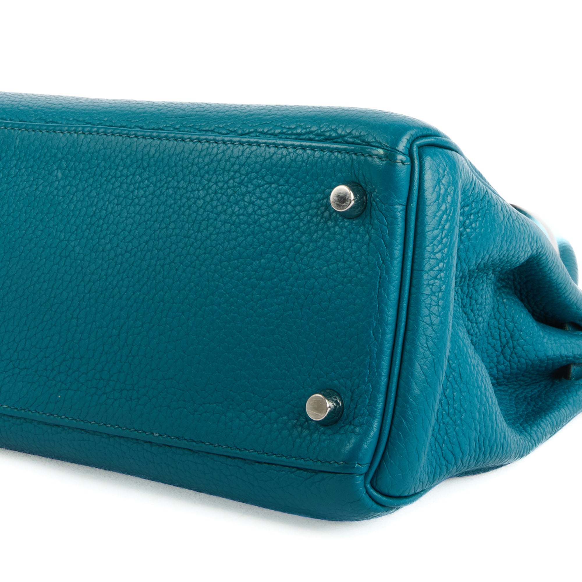 HERMES - Sac à main Kelly 28 cuir Taurillon Clémence bleu - Handbag