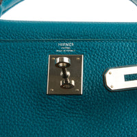 HERMES - Sac à main Kelly 28 cuir Taurillon Clémence bleu - Handbag