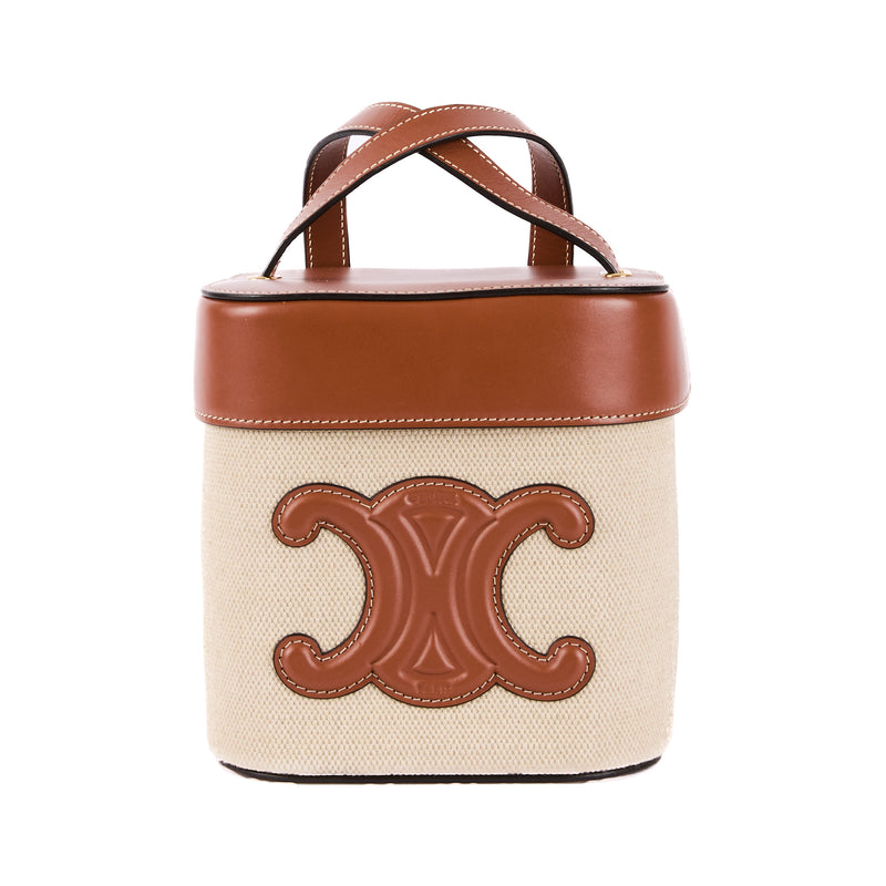 Celine Triomphe Box Shoulder Bag in cream leather & canvas – Authenticated pre-owned luxury bag from LuxSpace Paris