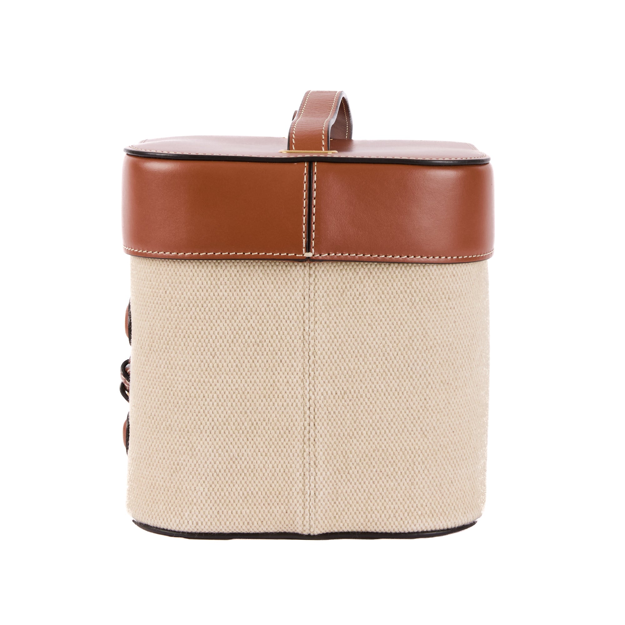 CELINE - Sac bandoulière Triomphe Box cuir & toile écru - Handbag