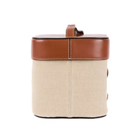 CELINE - Sac bandoulière Triomphe Box cuir & toile écru - Handbag