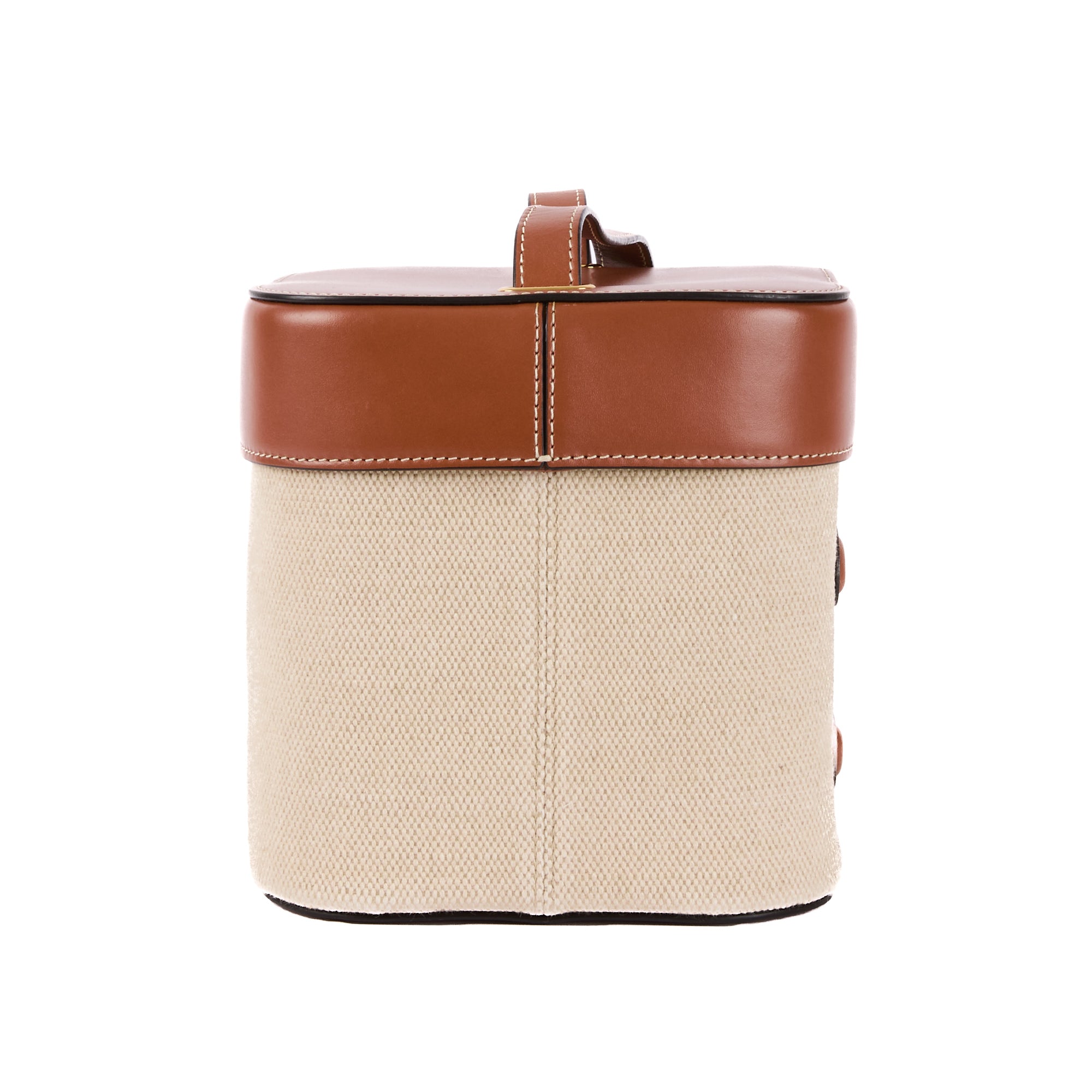 CELINE - Sac bandoulière Triomphe Box cuir & toile écru - Handbag