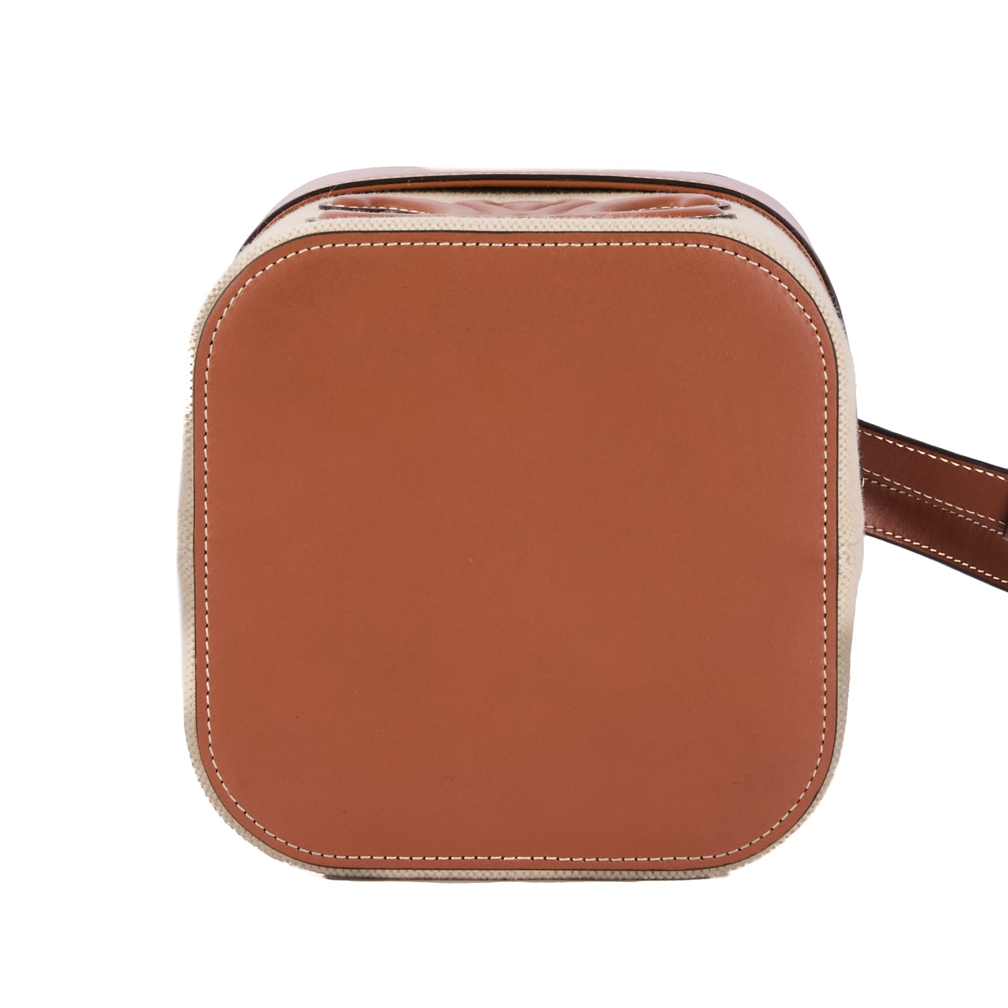 CELINE - Sac bandoulière Triomphe Box cuir & toile écru - Handbag