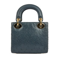 DIOR - Sac à main Mini Lady cuir autruche gris - Handbag