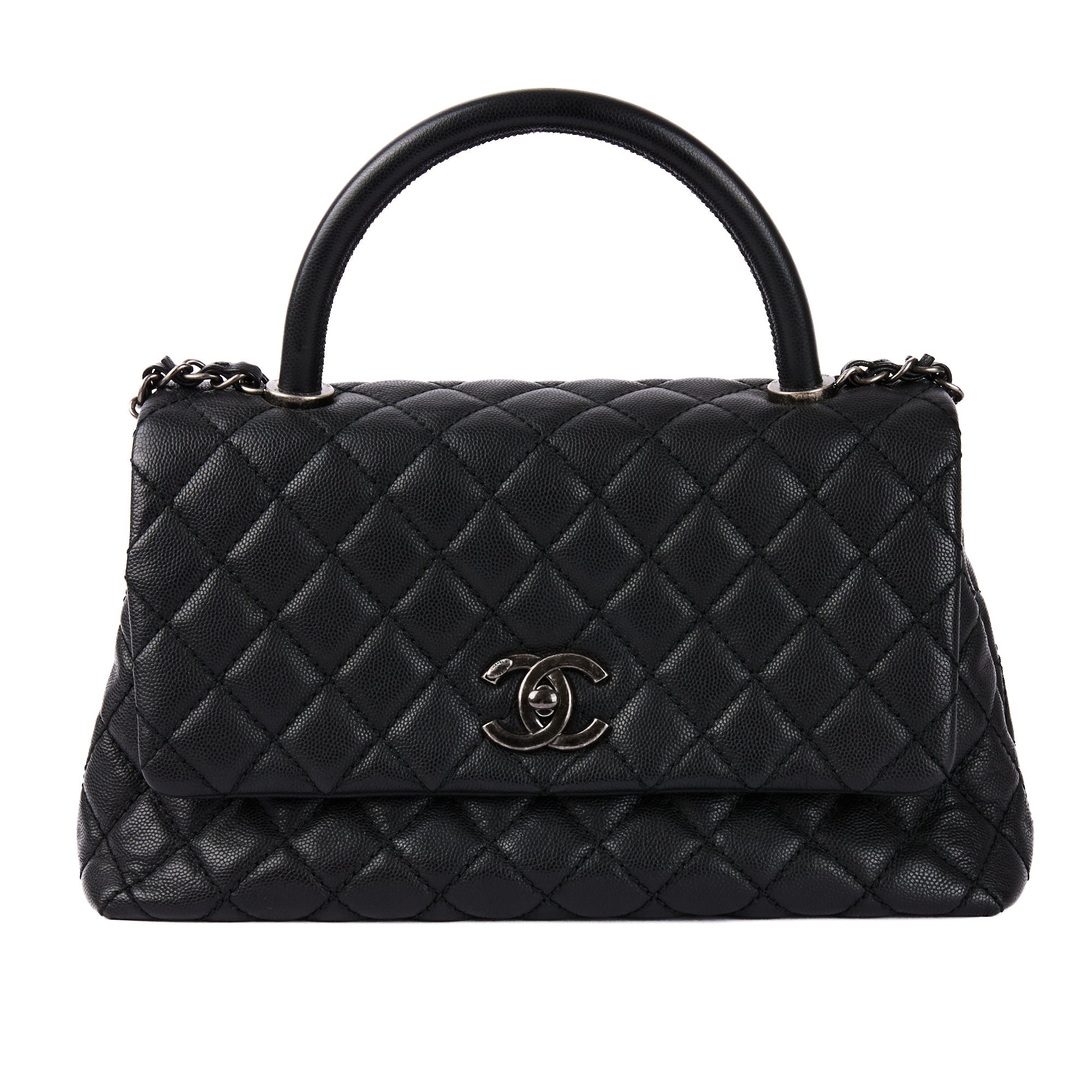 CHANEL - Sac bandoulière Coco Handle cuir caviar noir - Handbag