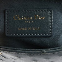 DIOR - Sac à main Mini Lady cuir autruche gris - Handbag
