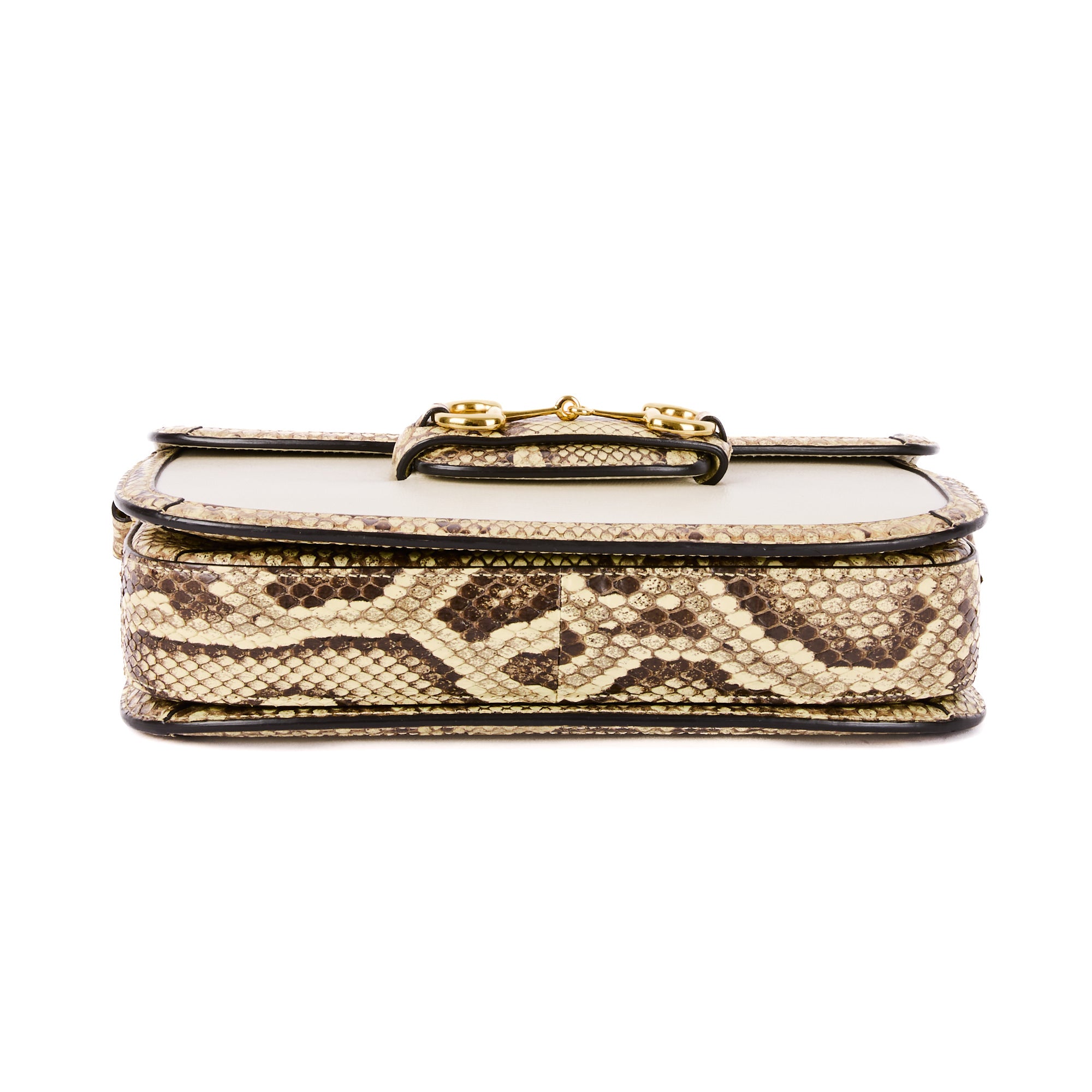GUCCI - Sac à main Horsebit 1955 cuir python beige - Handbag
