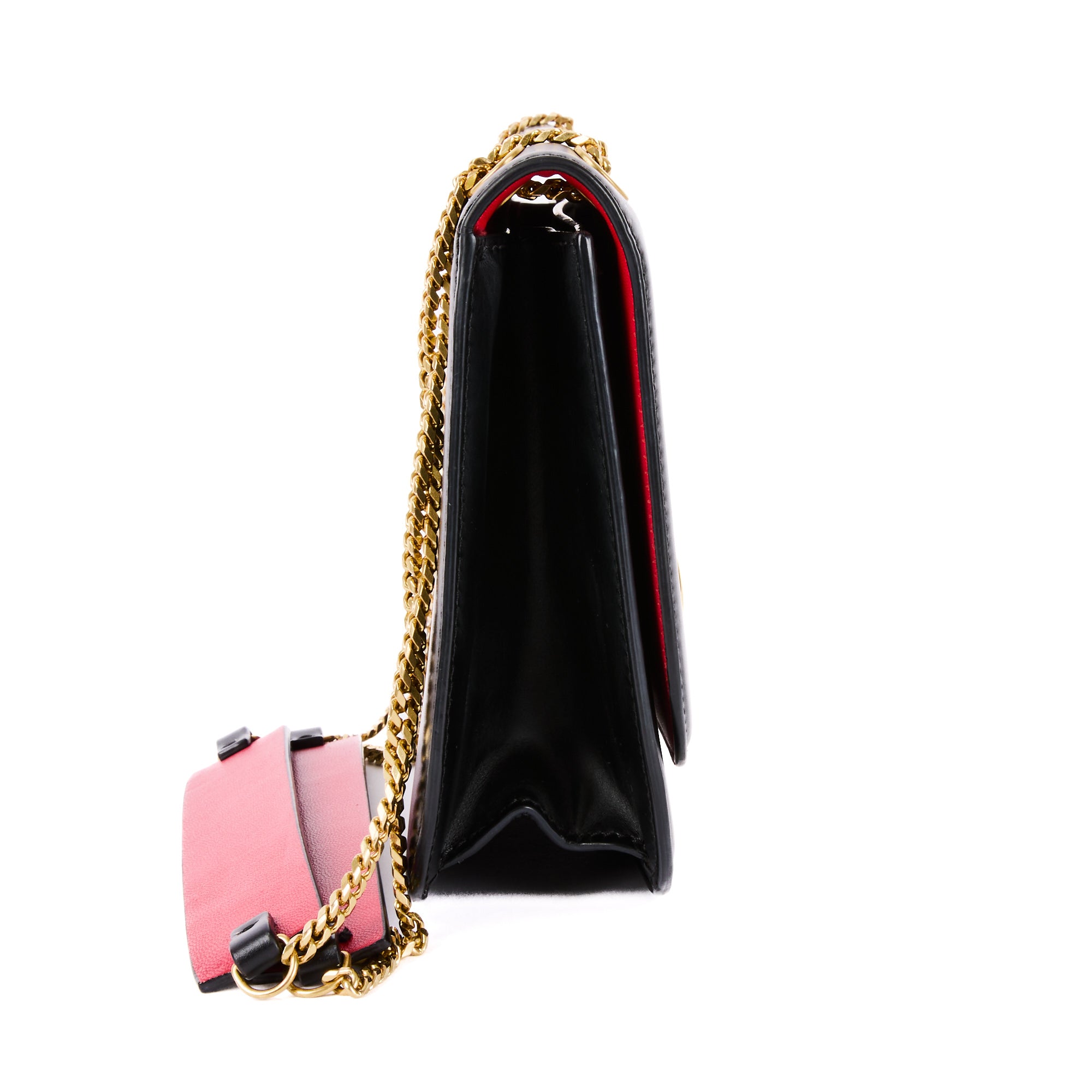 VALENTINO - V Logo Sling Shoulder Bag in Black Leather - Handbag