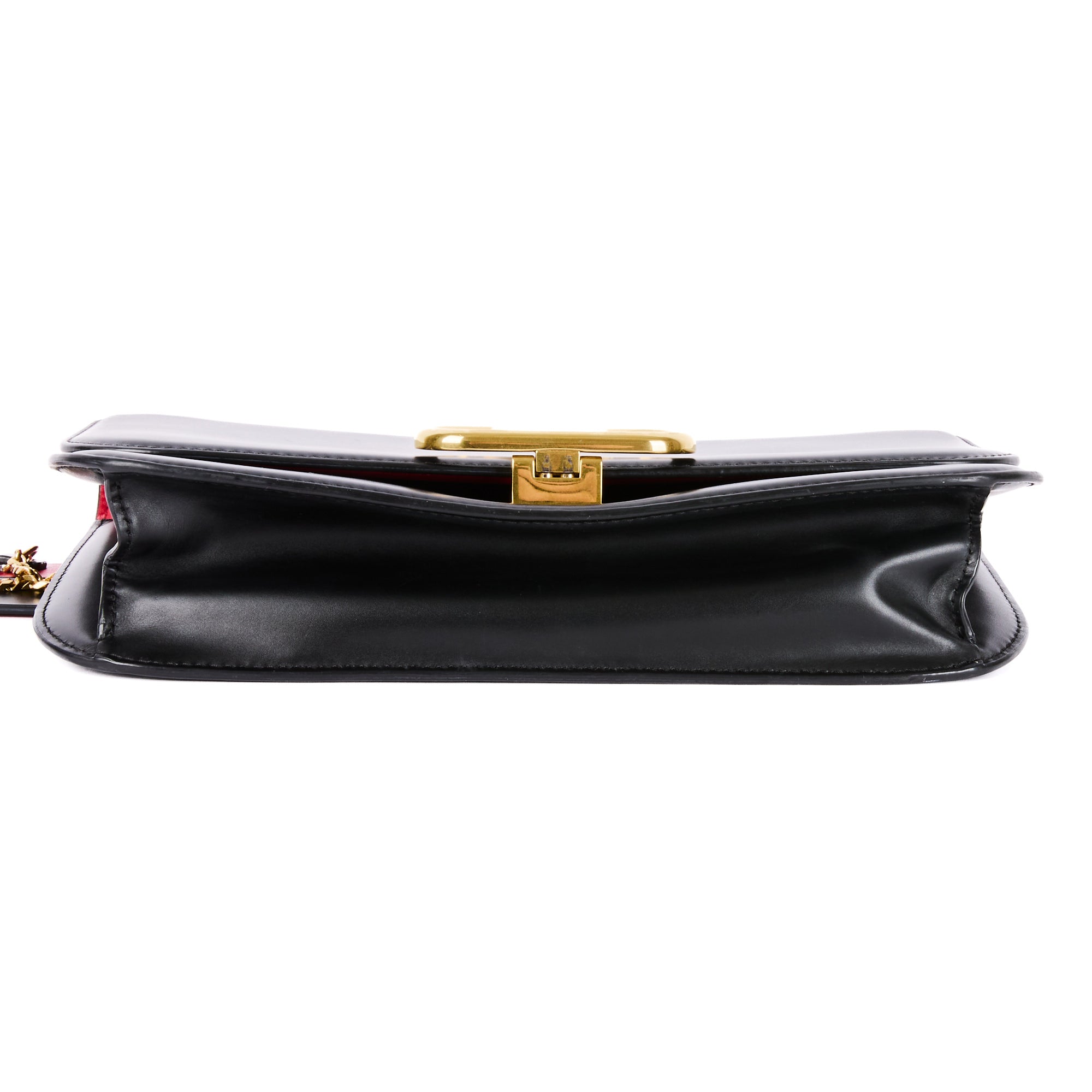 VALENTINO - V Logo Sling Shoulder Bag in Black Leather - Handbag