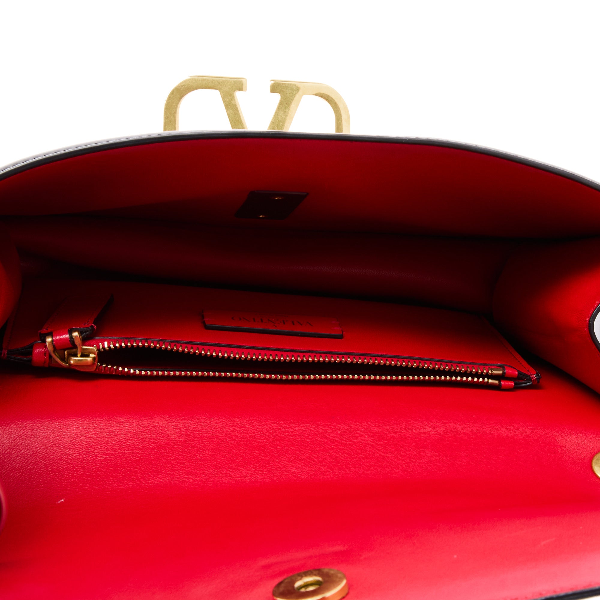 VALENTINO - V Logo Sling Shoulder Bag in Black Leather - Handbag