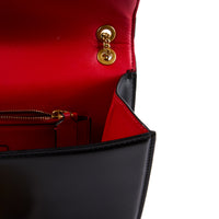 VALENTINO - V Logo Sling Shoulder Bag in Black Leather - Handbag