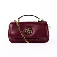 GUCCI - Milano Puffy GG shoulder bag in burgundy leather - Handbag 