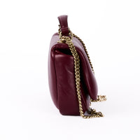 GUCCI - Milano Puffy GG shoulder bag in burgundy leather - Handbag 
